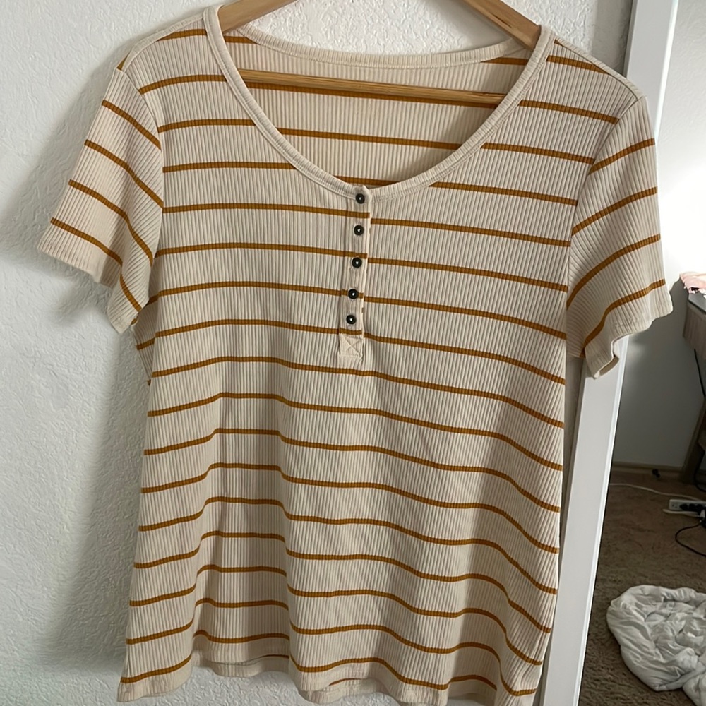 super soft mustard striped tee